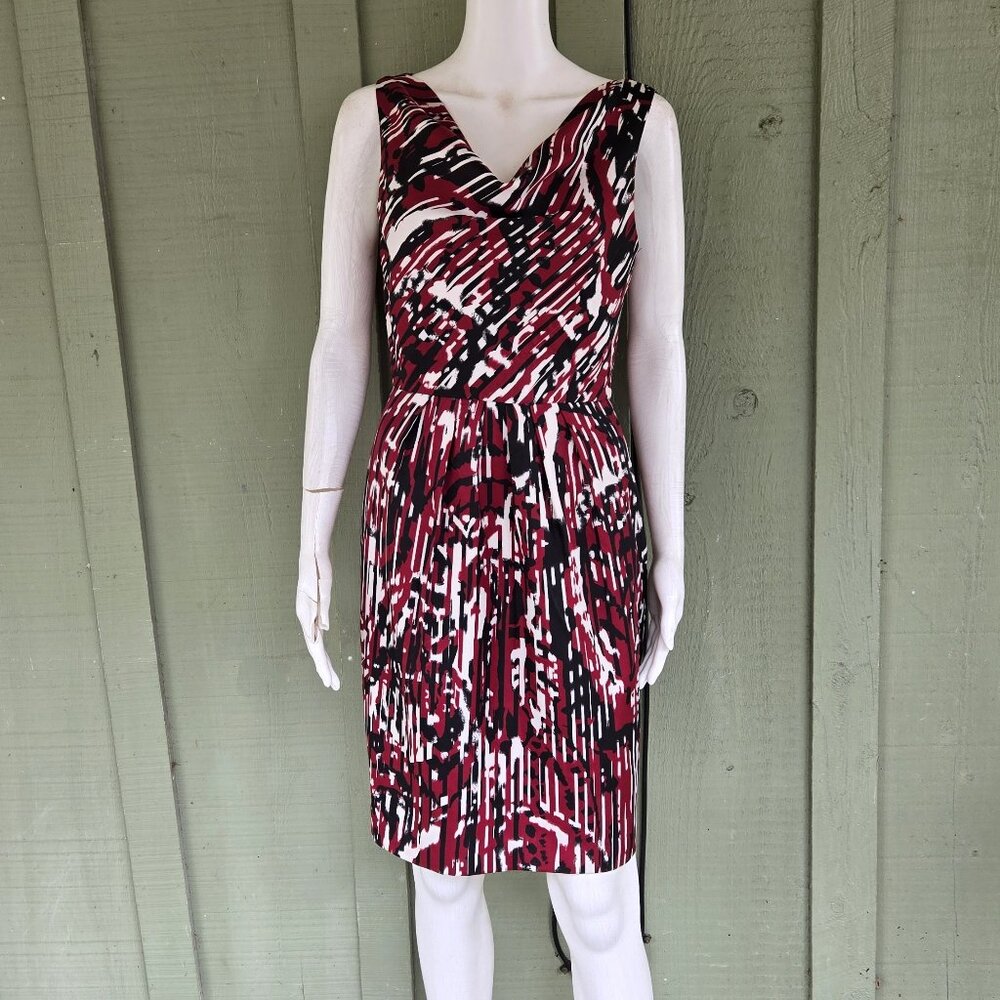 ANN TAYLOR Dark Red Black Draped Neckline Dress 2